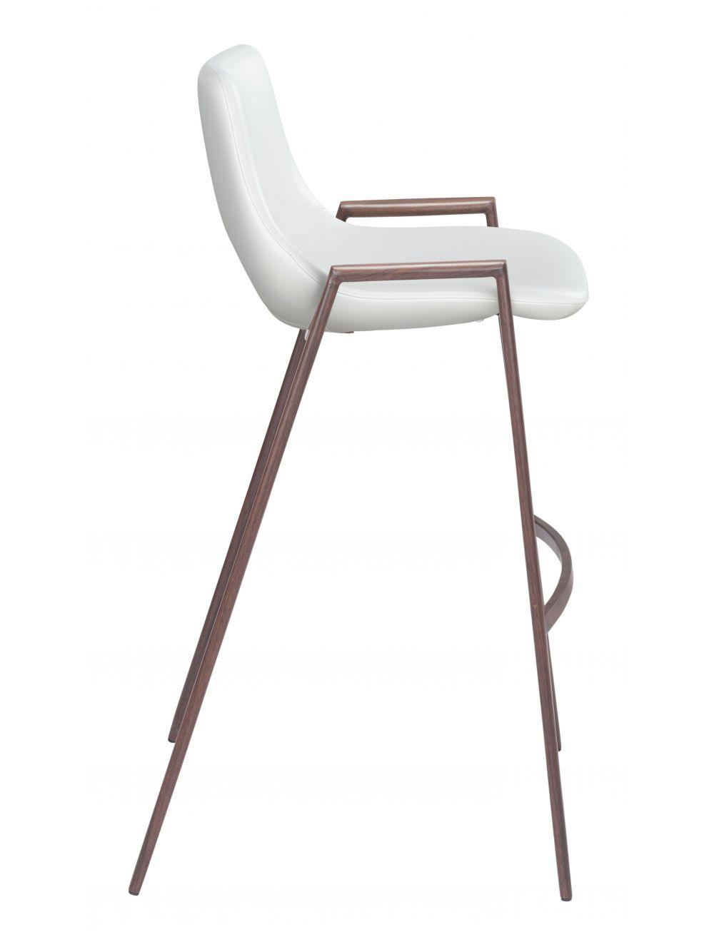 Zuo Desi Bar Chair (Set of 2) White & Walnut BAR STOOLS + COUNTER STOOLS
