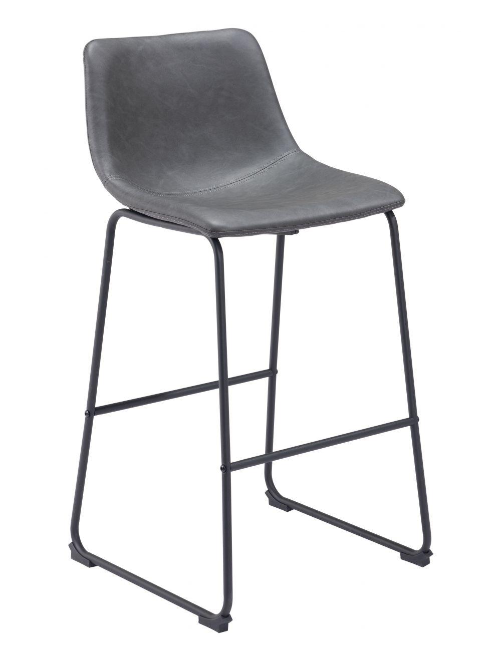 Zuo Smart Bar Chair (Set of 2) Charcoal BAR STOOLS + COUNTER STOOLS