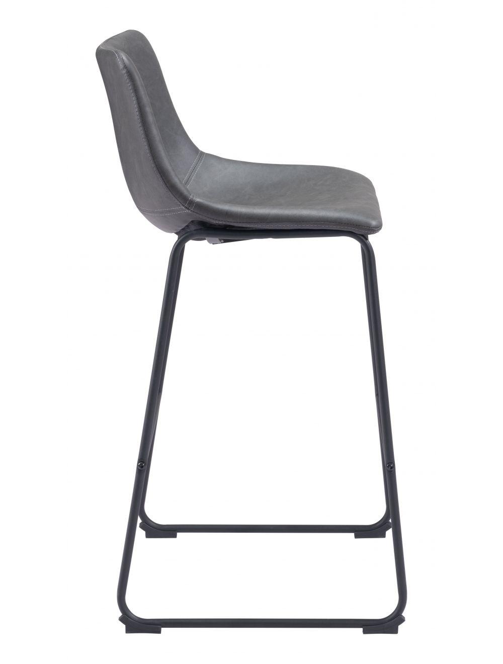 Zuo Smart Bar Chair (Set of 2) Charcoal BAR STOOLS + COUNTER STOOLS