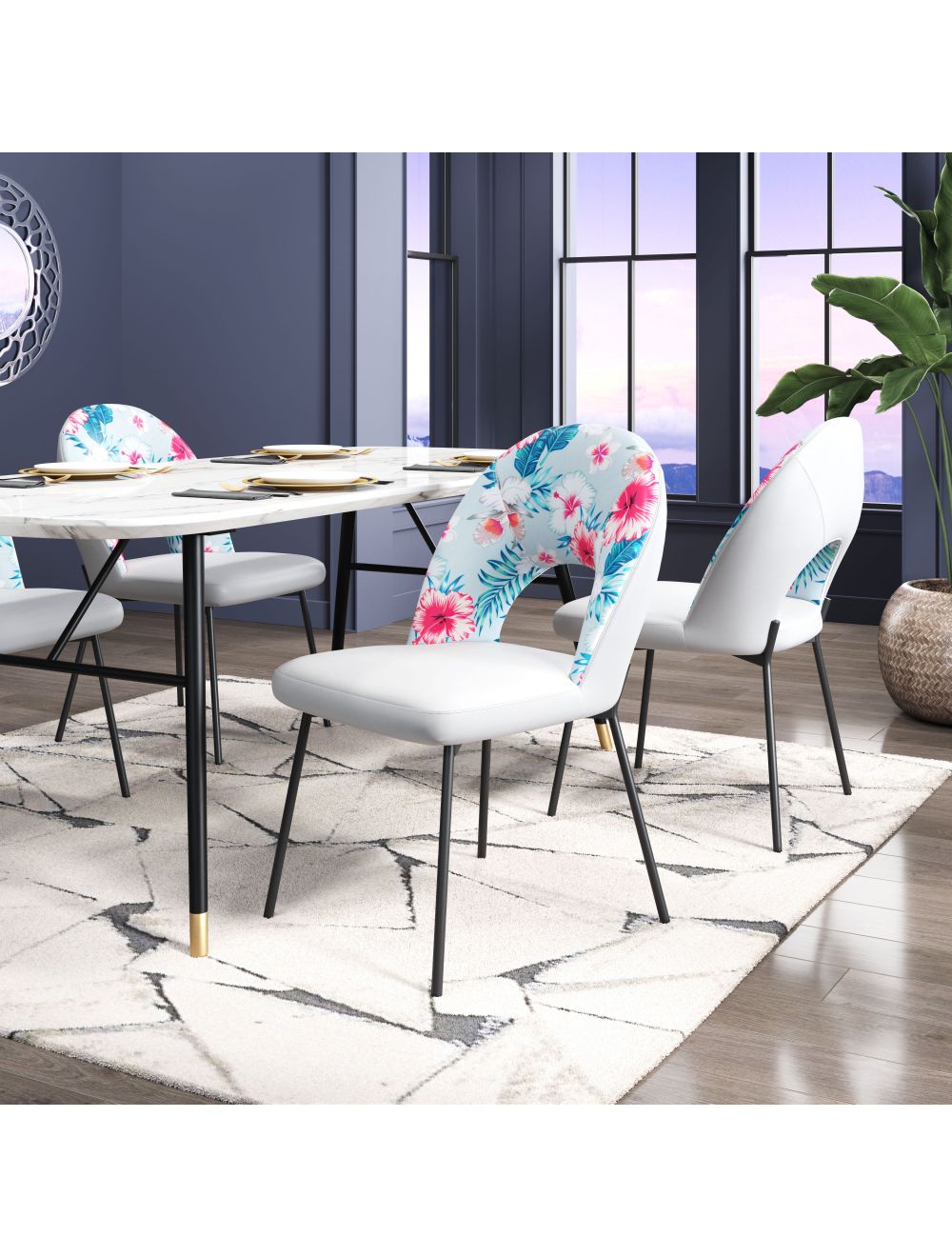 Torrey Dining Chair (Set of 2) Multicolor Print & Gray