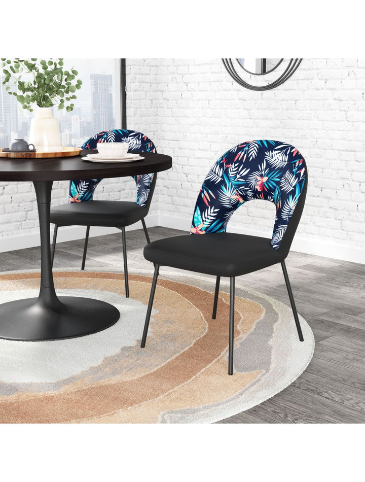 Merion Dining Chair (Set of 2) Multicolor Print & Black