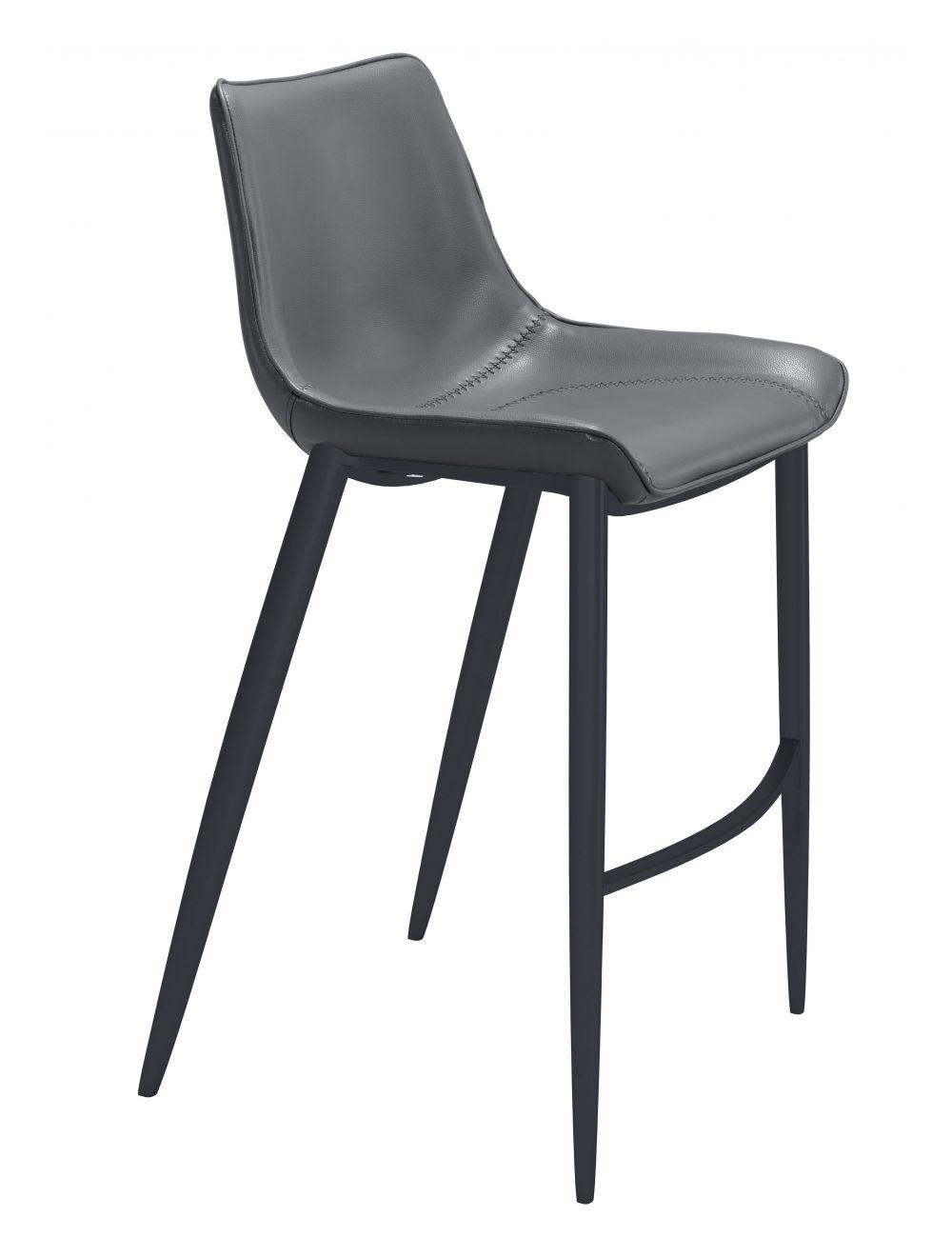 Zuo Magnus Bar Chair (Set of 2) Dark Gray & Black BAR STOOLS + COUNTER STOOLS