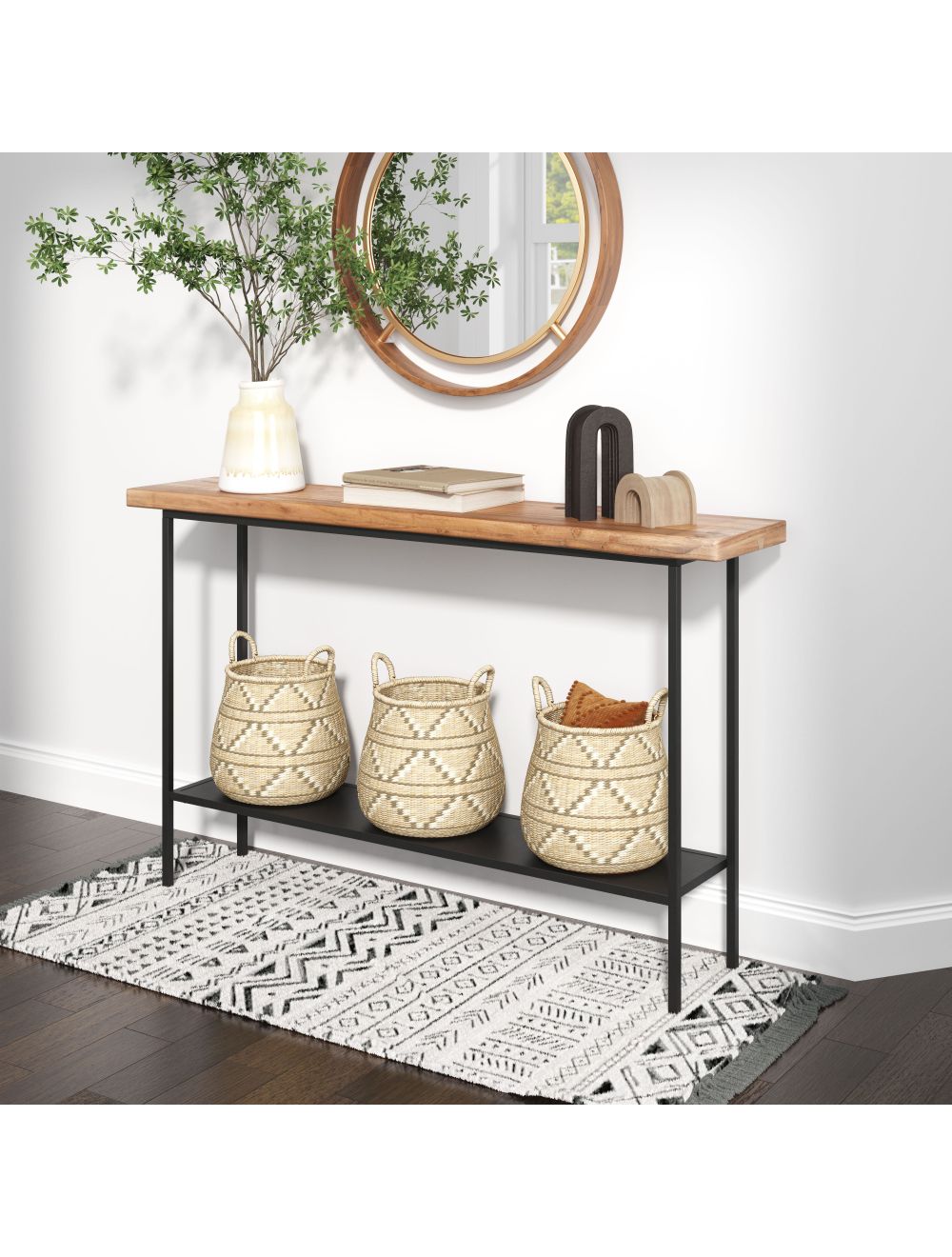 Mezza Console Table Natural & Black