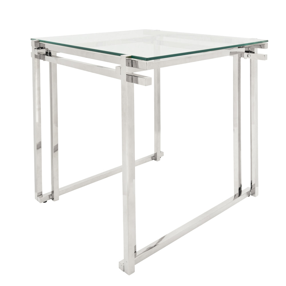 Metal 24" Side Table, Silver