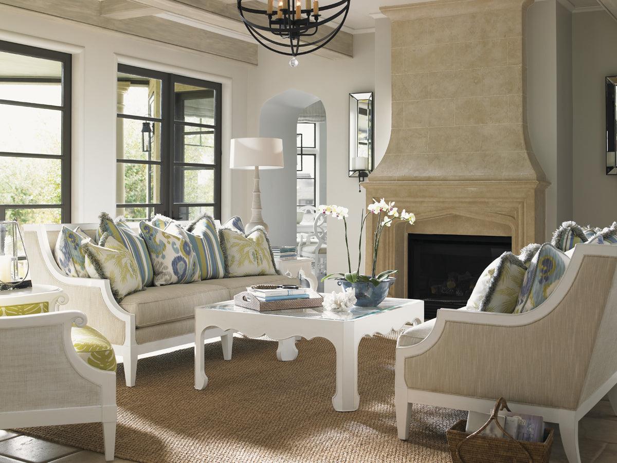 Tommy Bahama Home Ivory Key Cassava Cocktail Table With Glass Insert COFFEE TABLES