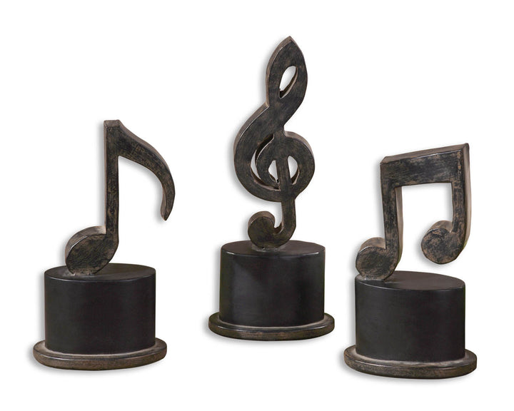 MUSIC NOTES METAL FIGURINES, SET/3 - AmericanHomeFurniture