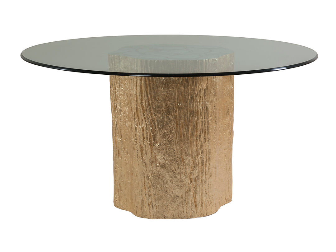 American Home Furniture | Artistica Home  - Signature Designs Trunk Segment Round Dining Table With Glass Top-Gold Leaf