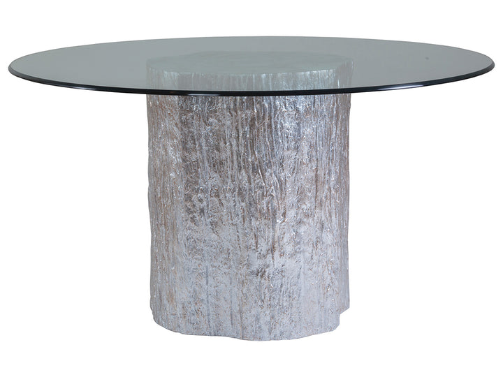 American Home Furniture | Artistica Home  - Signature Designs Trunk Segment Round Dining Table With Glass Top - Silver Leaf