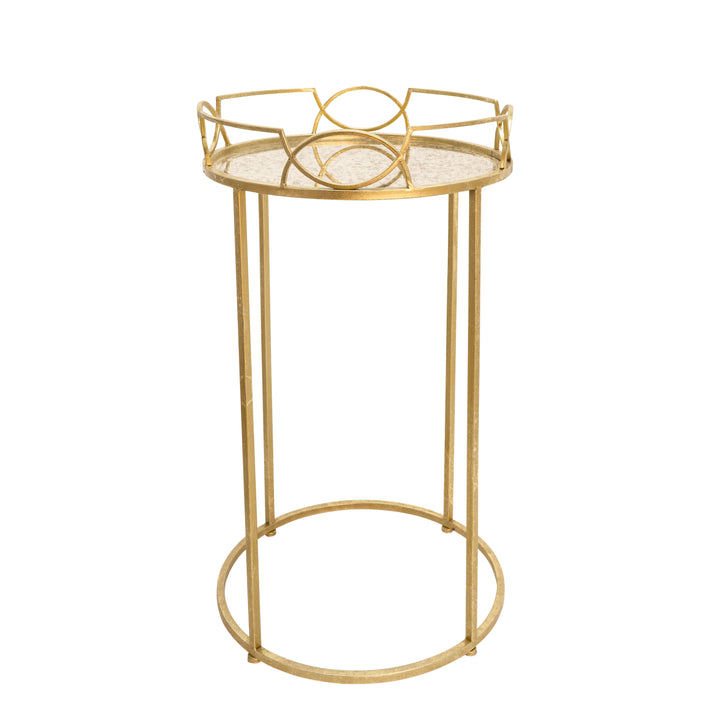 S/3 Gold Accent Tables, Aged Mirror Top
