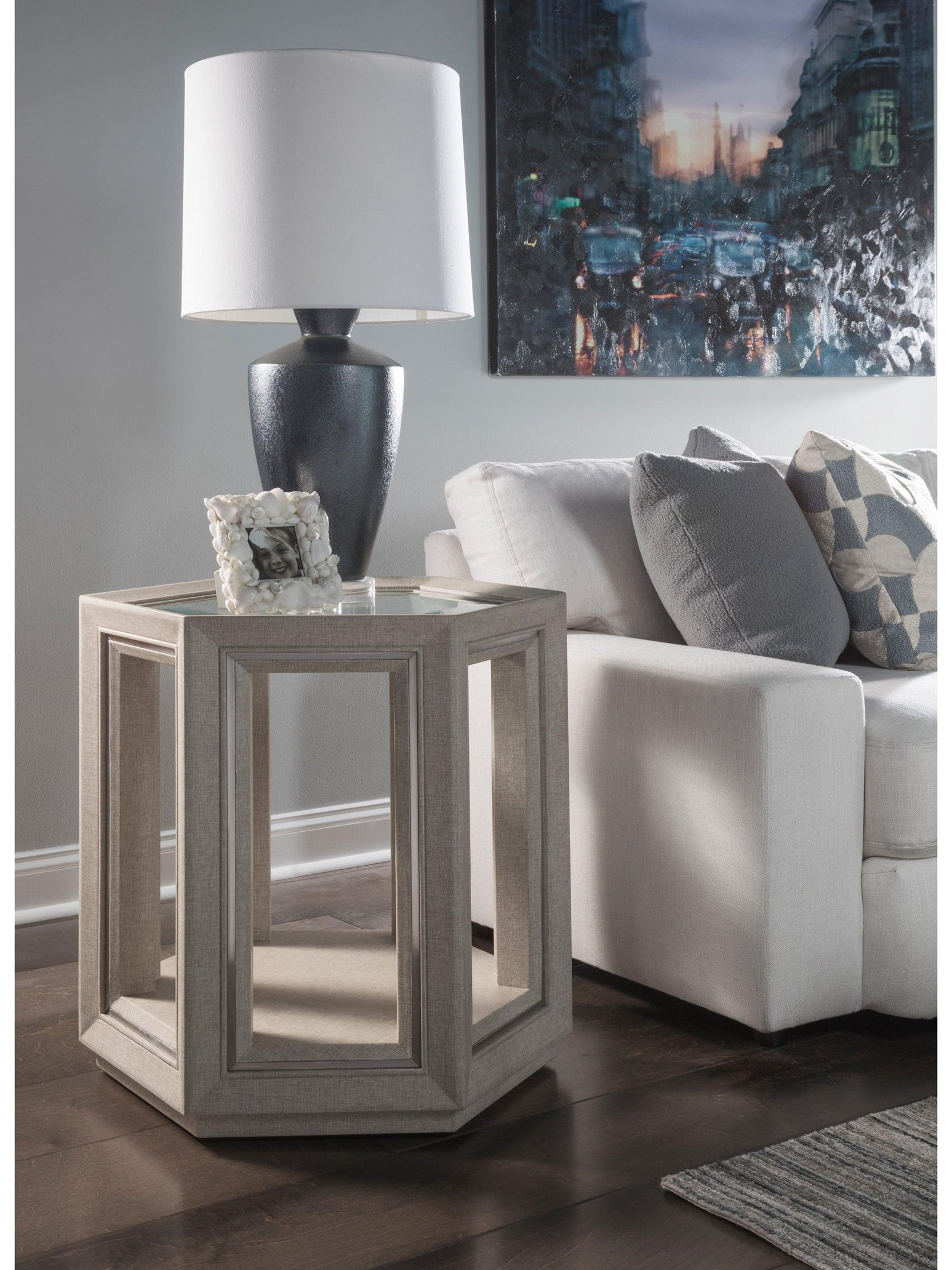 Artistica Home Signature Designs Zeitgeist Linen Hexagonal End Table ACCENT TABLES