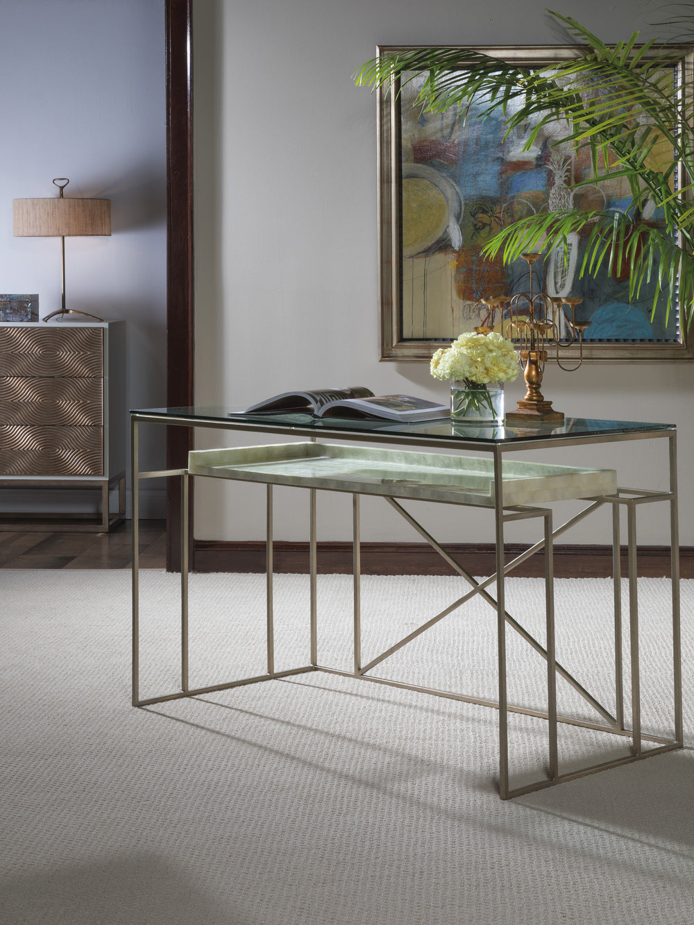 American Home Furniture | Artistica Home  - Signature Designs Cumulus Capiz Writing Table