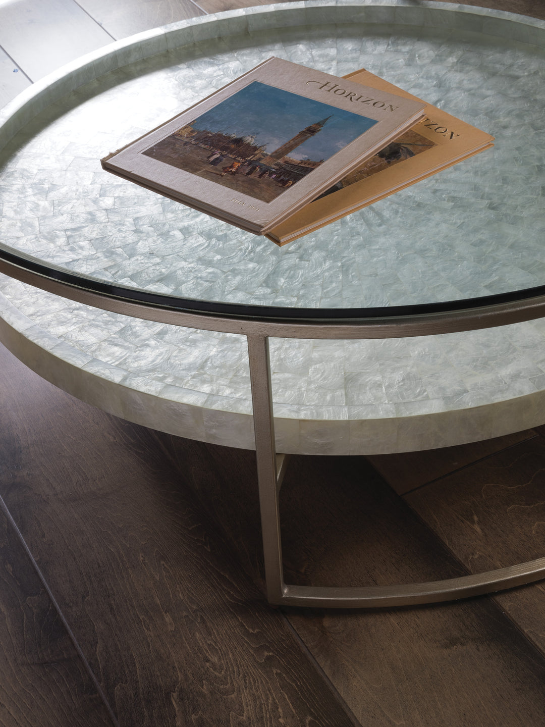 American Home Furniture | Artistica Home  - Signature Designs Cumulus Capiz Large Round Cocktail Table