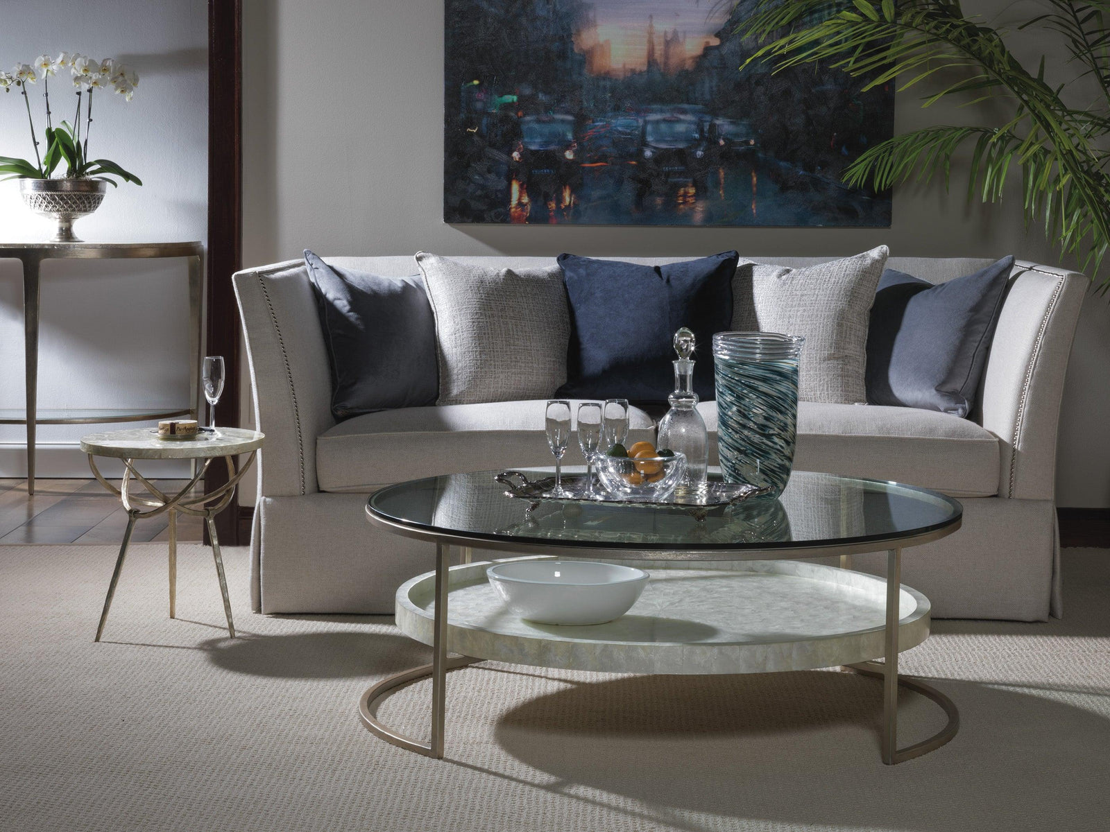Artistica Home Signature Designs Cumulus Capiz Large Round Cocktail Table COFFEE TABLES