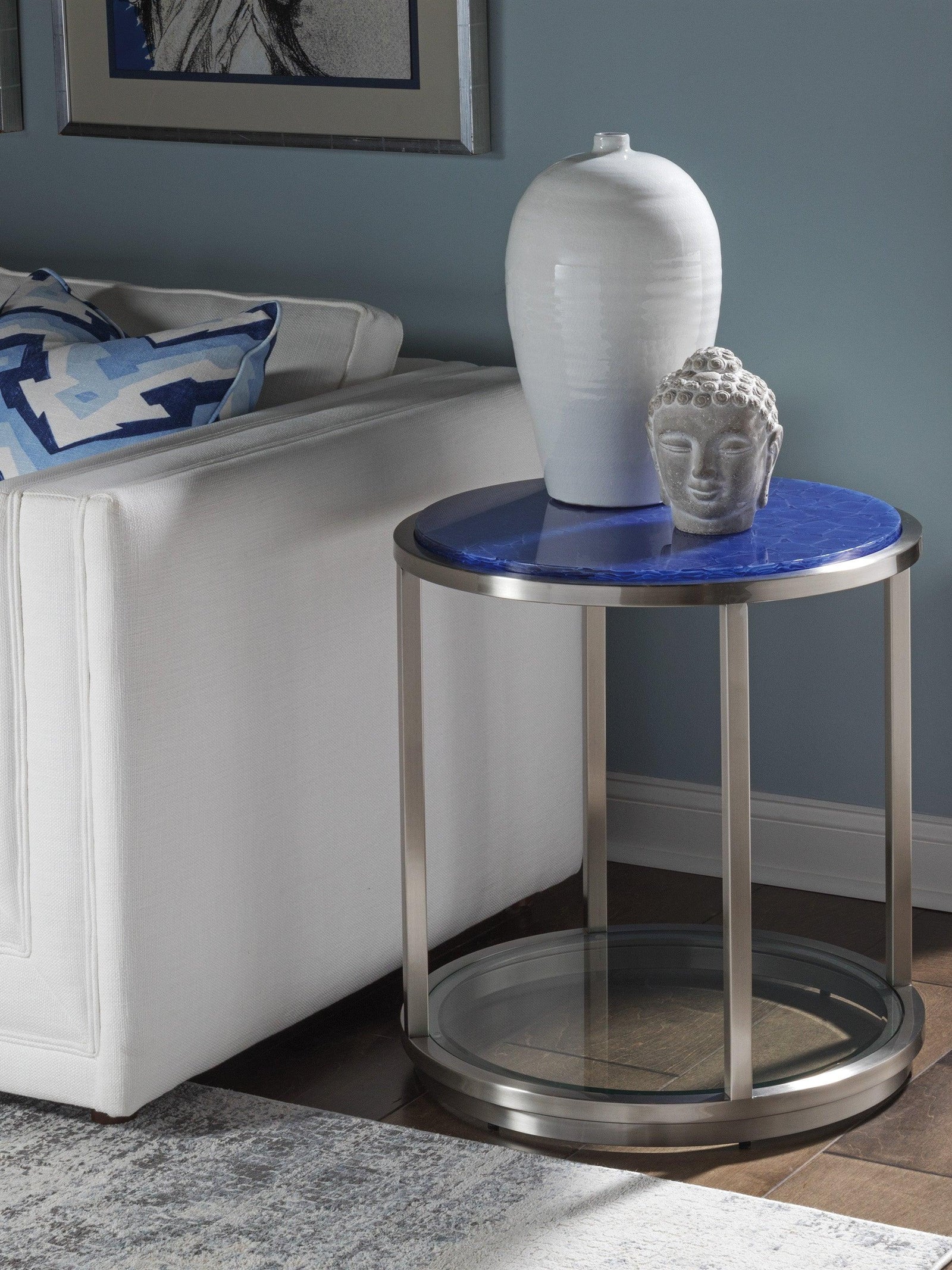 Artistica Home Signature Designs Ultramarine Round End Table ACCENT TABLES