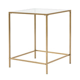 Arvi 18" Side Table in Clear Glass with Brass Base - AmericanHomeFurniture