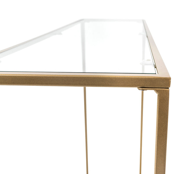 Arvi 36" Console in Clear Glass with Brass Base - AmericanHomeFurniture