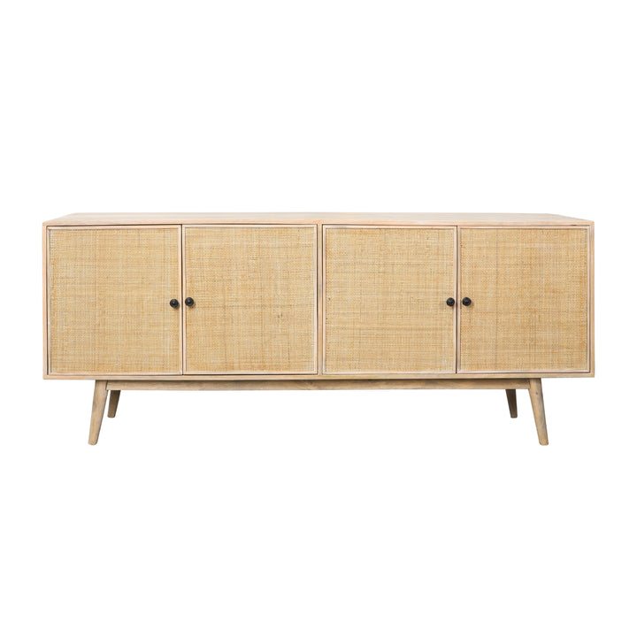 Wood, 72x31 4-door Rattan Sideboard, Natural Kd