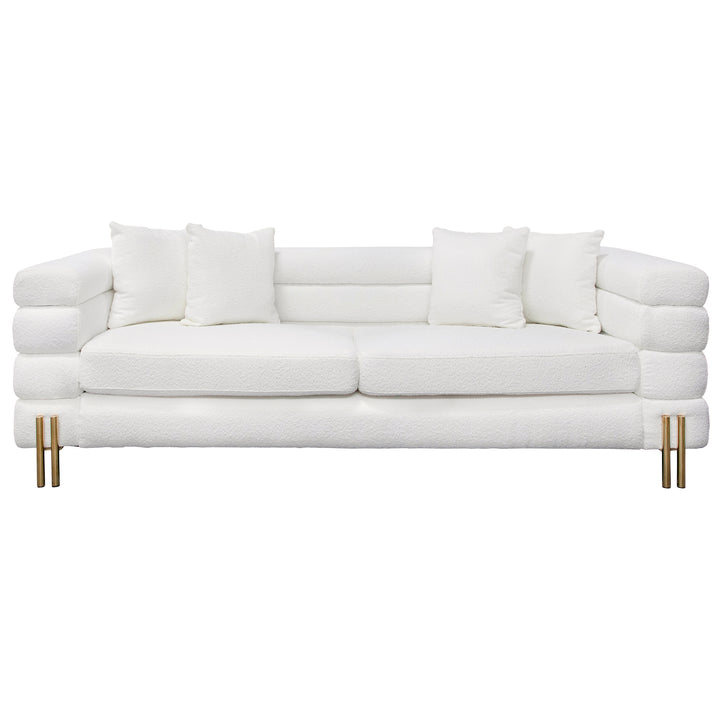 Stainless Steel, Bolstered 3-seater Sofa, White