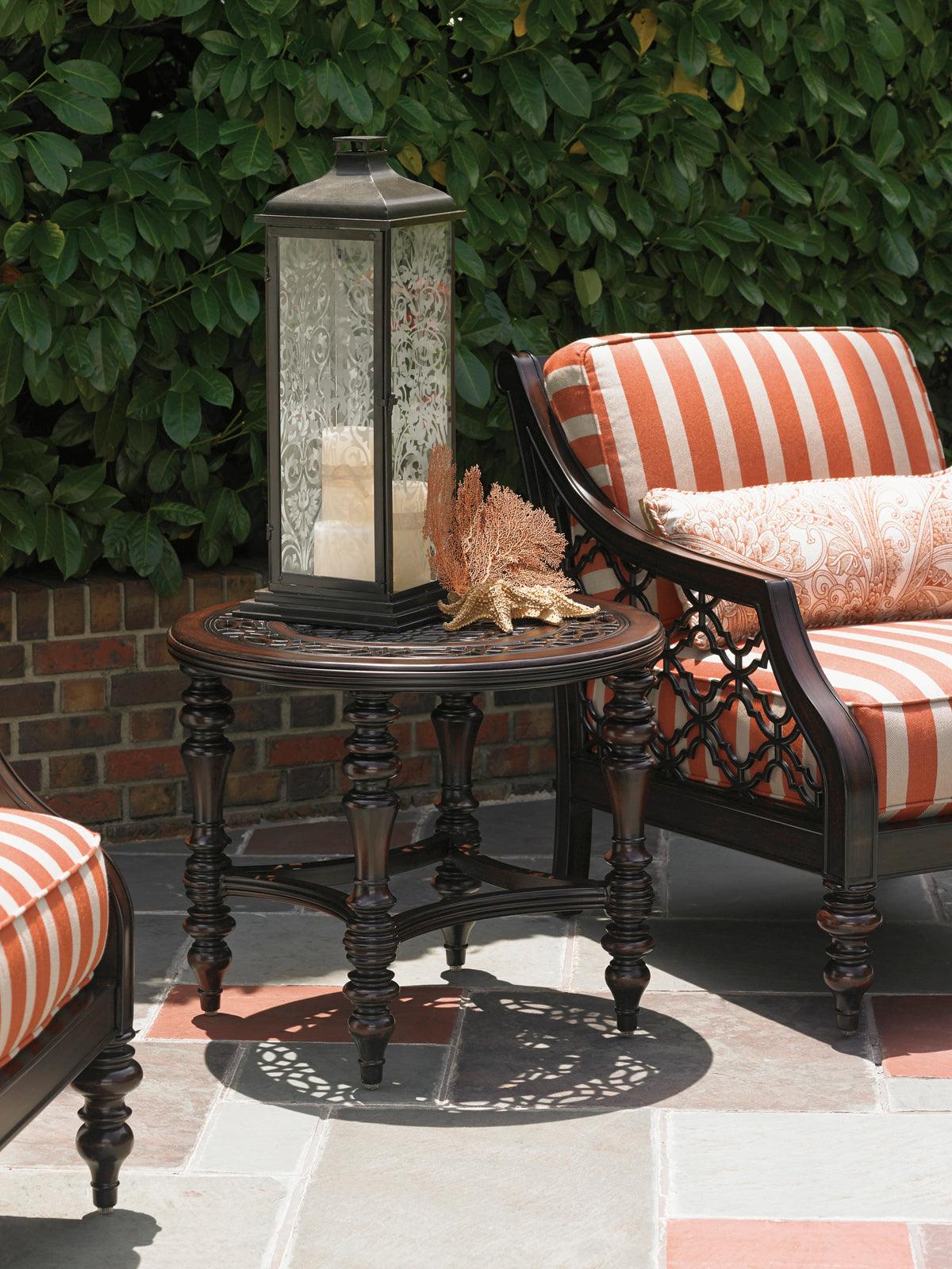 Tommy Bahama Outdoor Black Sands Round End Table OUTDOOR ACCENT TABLES