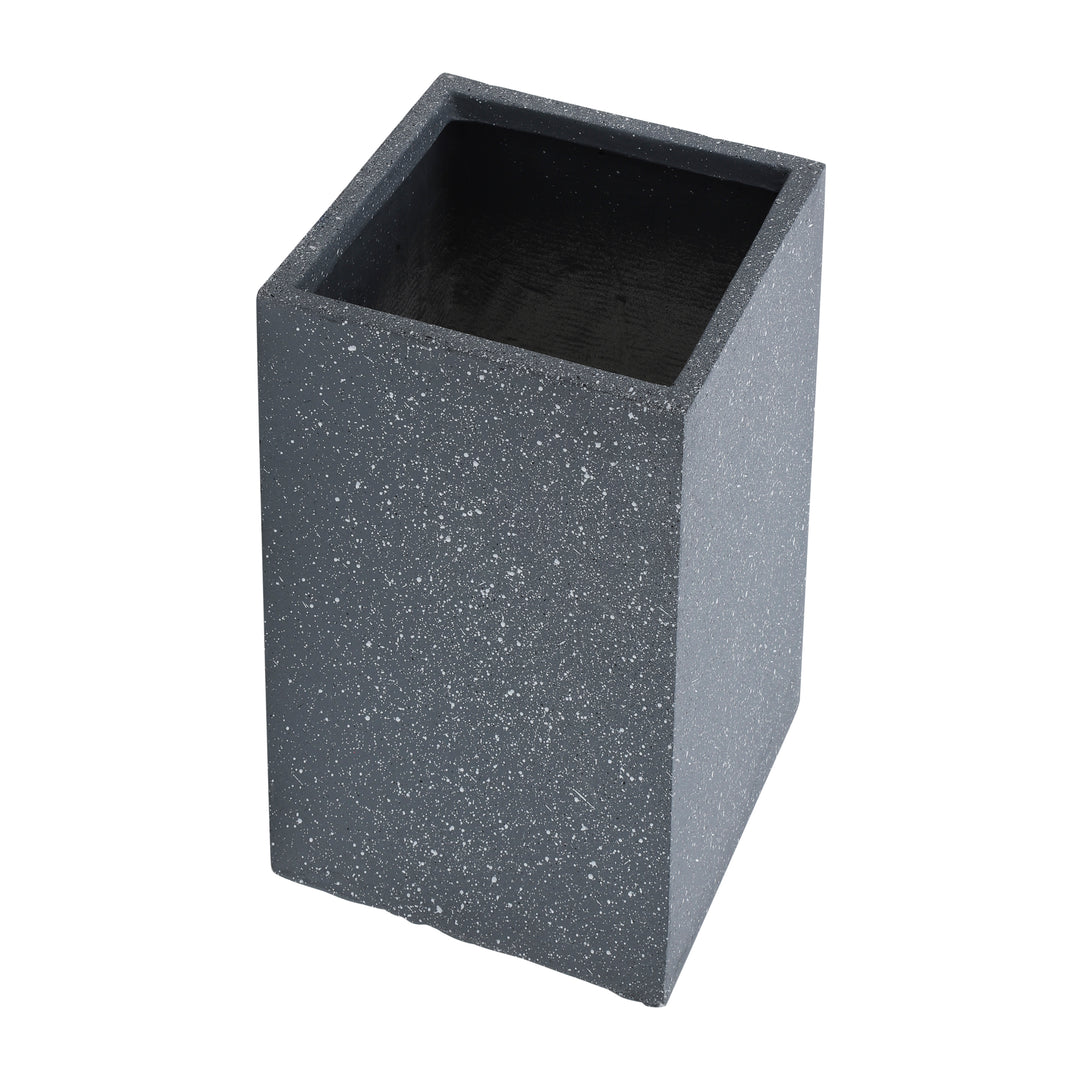 Resin, S/2 11/13"d Square Nested Planters, Dk Gray