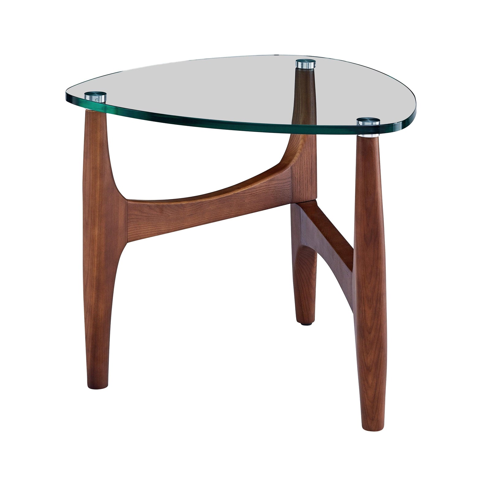 Euro Style Ledell 24" Side Table in Clear Glass and Walnut ACCENT TABLES