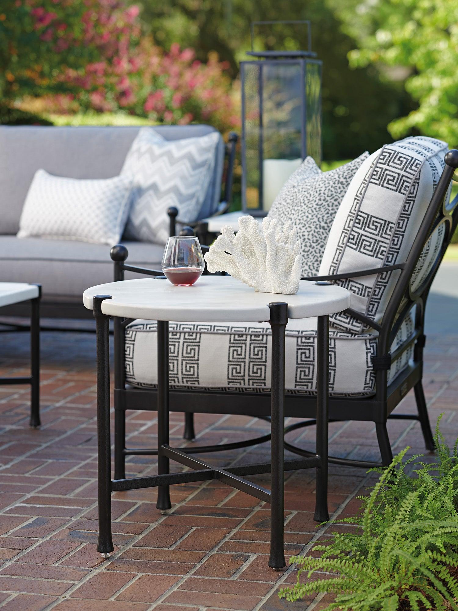 Tommy Bahama Outdoor Pavlova Round End Table OUTDOOR ACCENT TABLES
