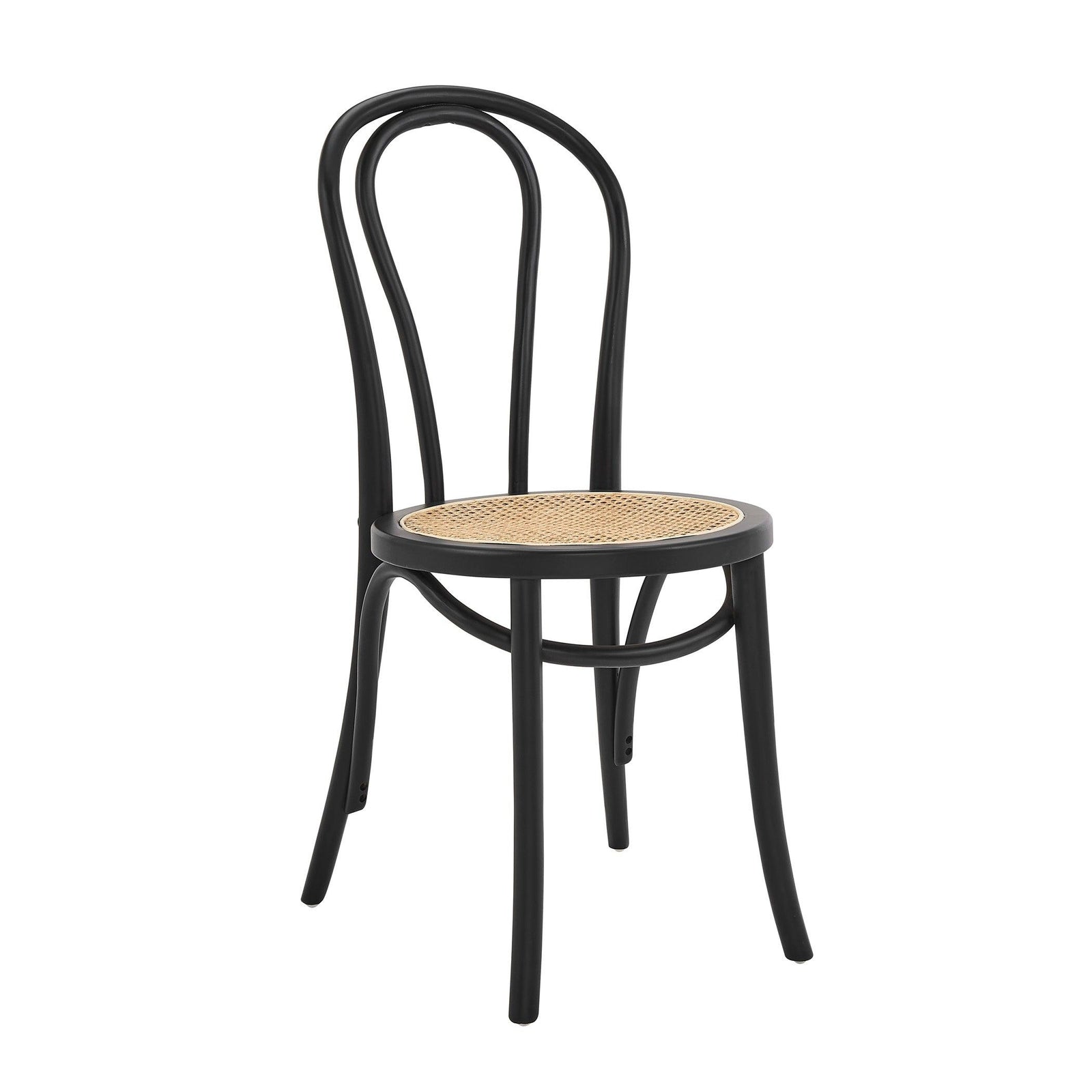 Euro Style Marko Side Chair in Matte Black with Natural Seat - Set of 2 DINING CHAIRS