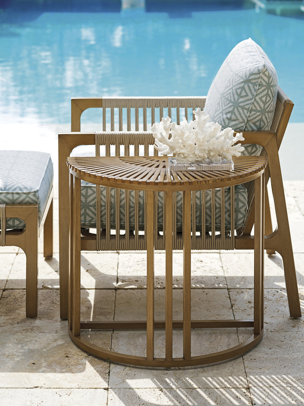 American Home Furniture | Tommy Bahama Outdoor  - St Tropez Demilune End Table
