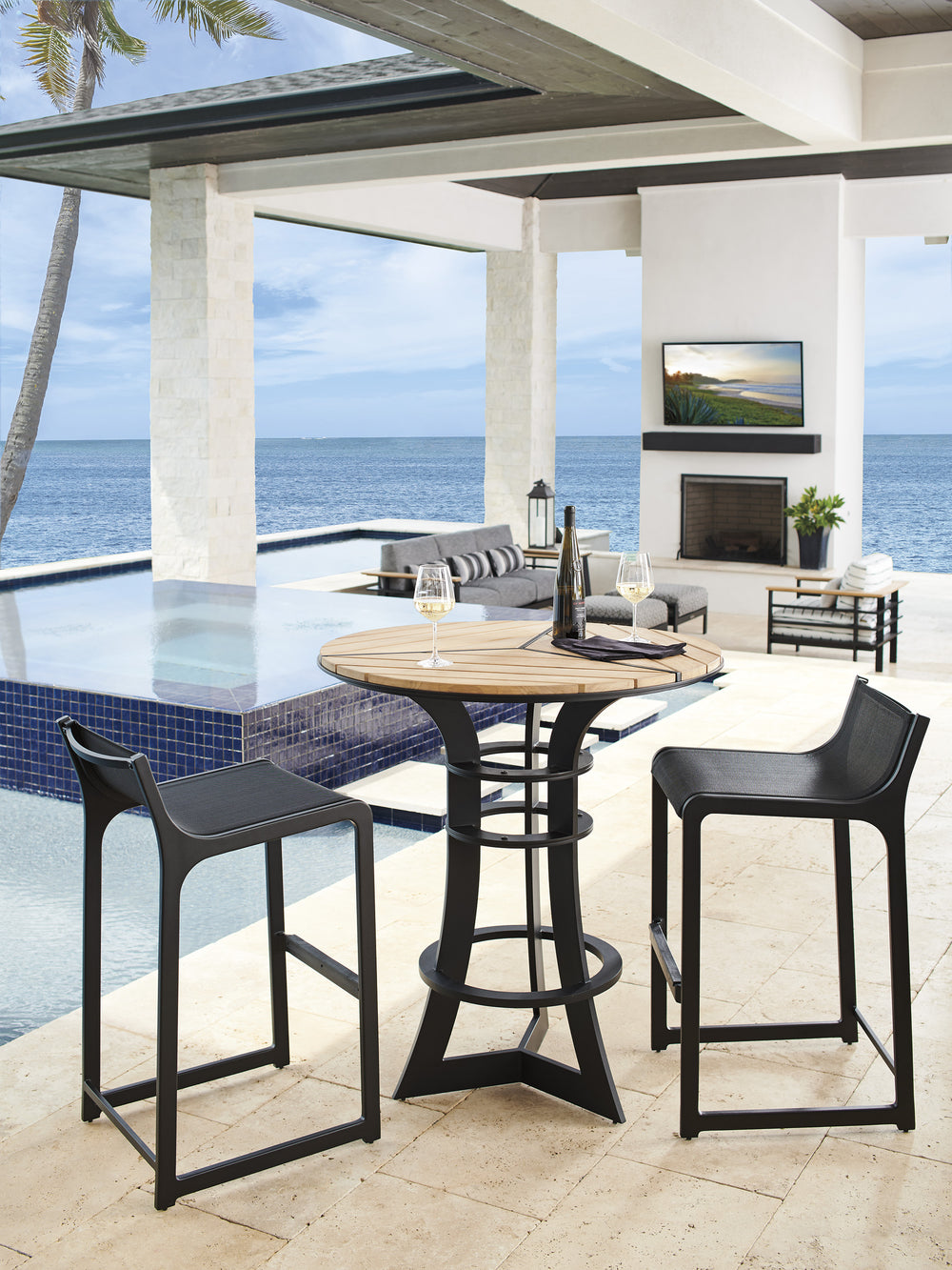 American Home Furniture | Tommy Bahama Outdoor  - South Beach High/Low Bistro Table