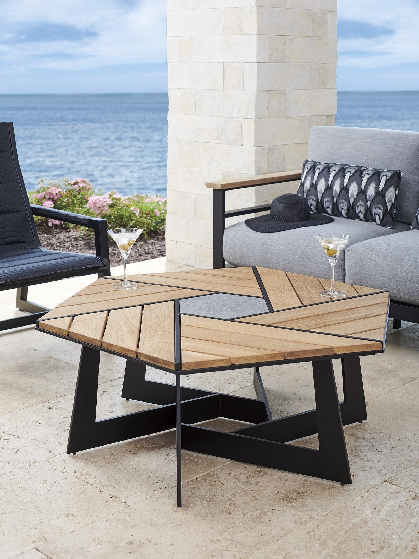 Tommy Bahama Outdoor South Beach Hexagonal Cocktail Table OUTDOOR COFFEE TABLES