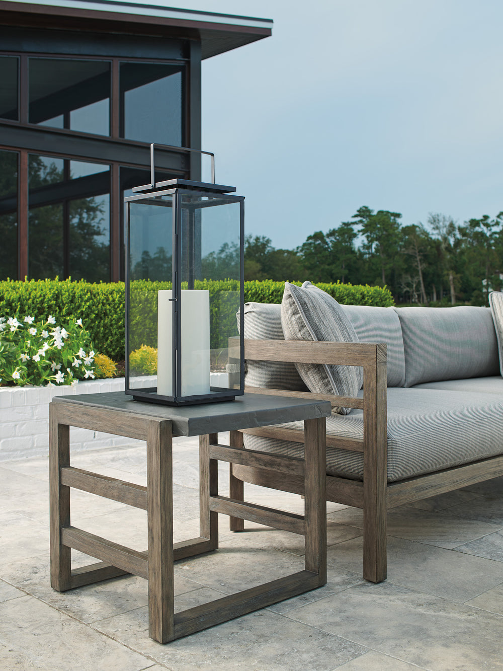 American Home Furniture | Tommy Bahama Outdoor  - La Jolla Cast Top Rectangular End Table