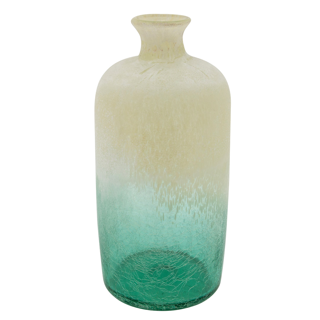Glass, 16"h Frosted Vase, Green