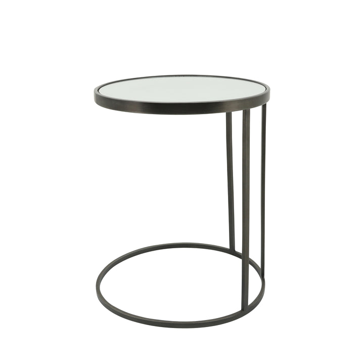 Metal, S/2 21/24" Mirrored Side Tables, Black