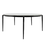 Metal, 34x15" Side Table W/ Marble Top, Black Kd