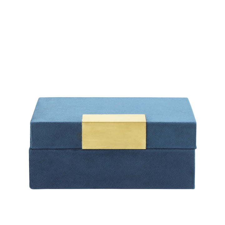 S/2 Velveteen Jewelry Box, Navy / Gold
