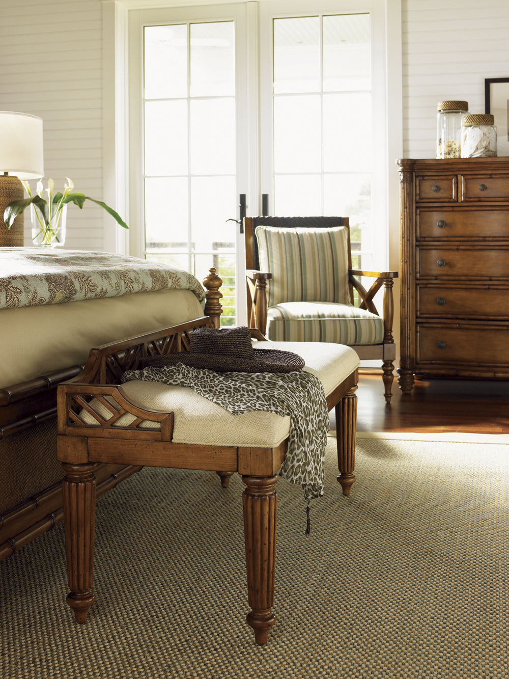 American Home Furniture | Tommy Bahama Home  - Island Estate Plantain Bed Bench
