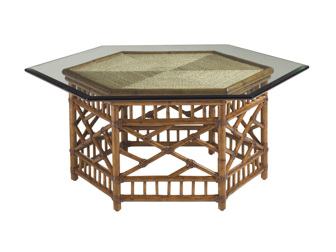 American Home Furniture | Tommy Bahama Home  - Island Estate Key Largo Cocktail Table With Glass Top