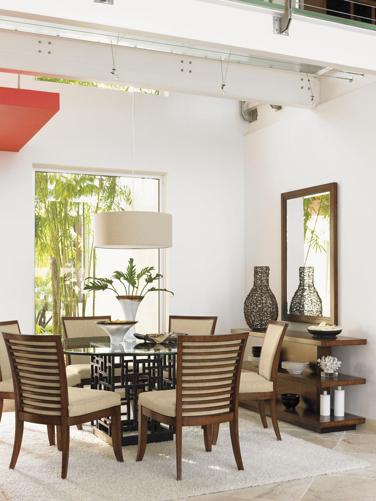 Tommy Bahama Home Ocean Club South Sea Dining Table With 60 Inch Glass Top DINING TABLES