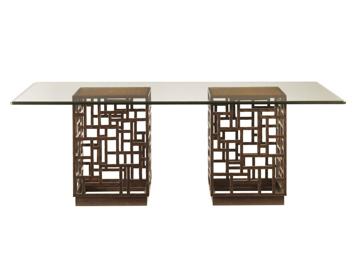 Tommy Bahama Home Ocean Club South Sea Dining Table With 84 X 48 Inch Glass Top DINING TABLES