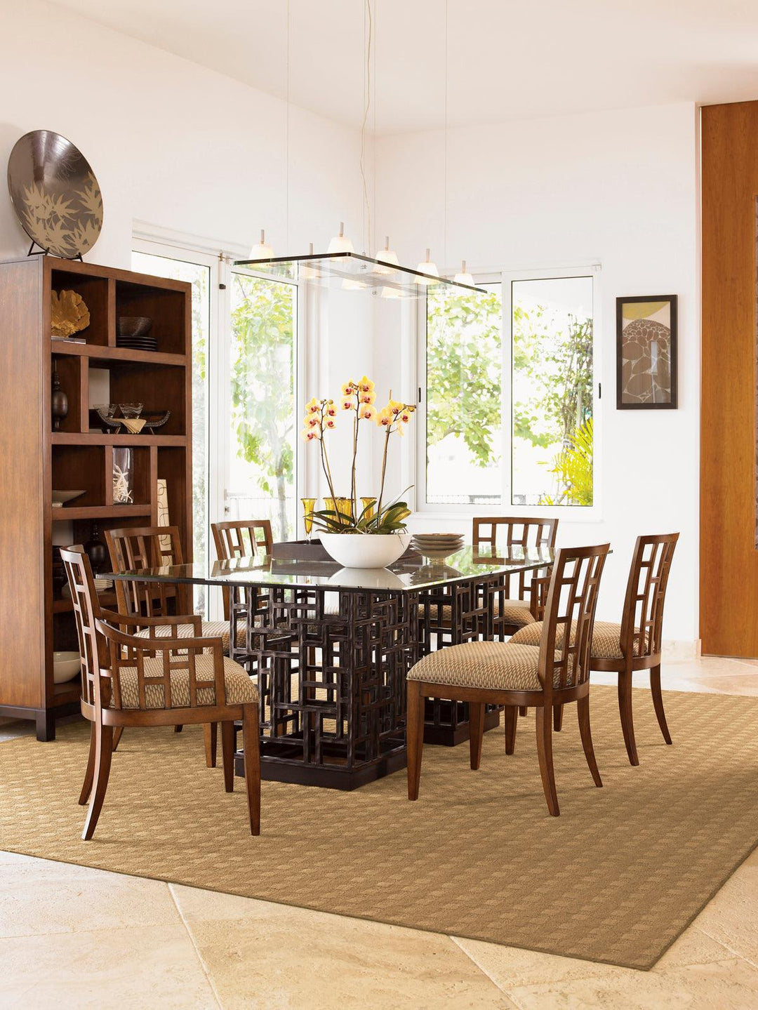 Ocean Club South Sea Dining Table With 84 X 48 Inch Glass Top - AmericanHomeFurniture