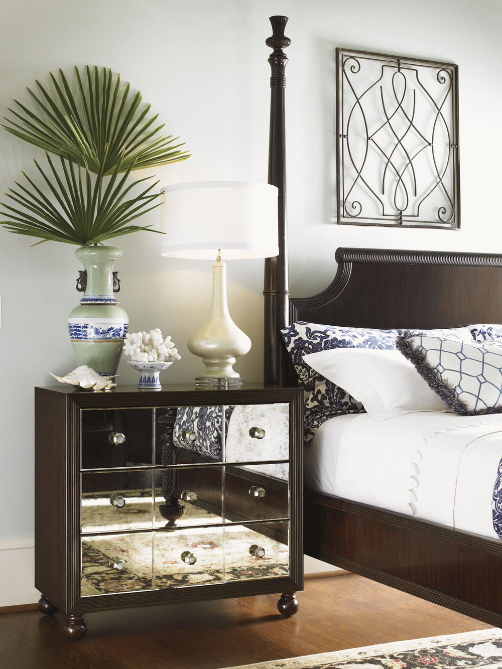 American Home Furniture | Tommy Bahama Home  - Royal Kahala Starlight Mirrored Nightstand