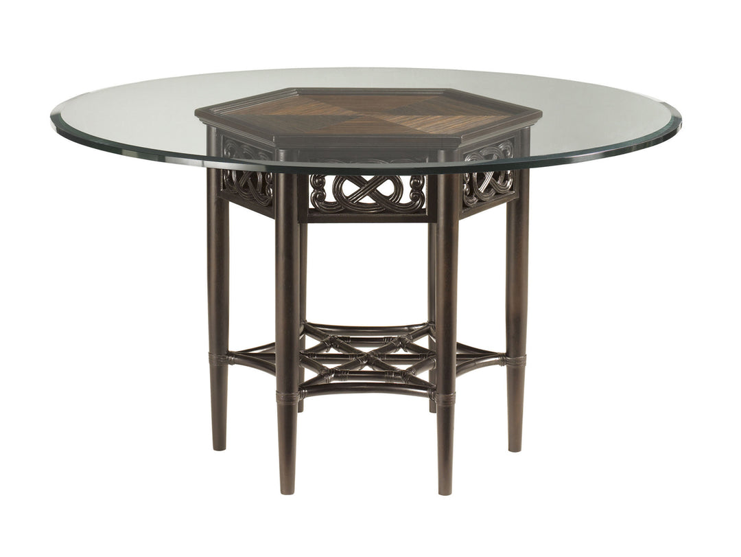 American Home Furniture | Tommy Bahama Home  - Royal Kahala Sugar And Lace Dining Table With 60 Inch Glass Top