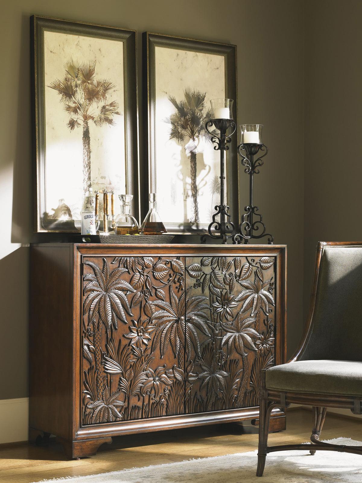 Tommy Bahama Home Royal Kahala Balboa Carved Door Cabinet SIDEBOARDS + CREDENZAS