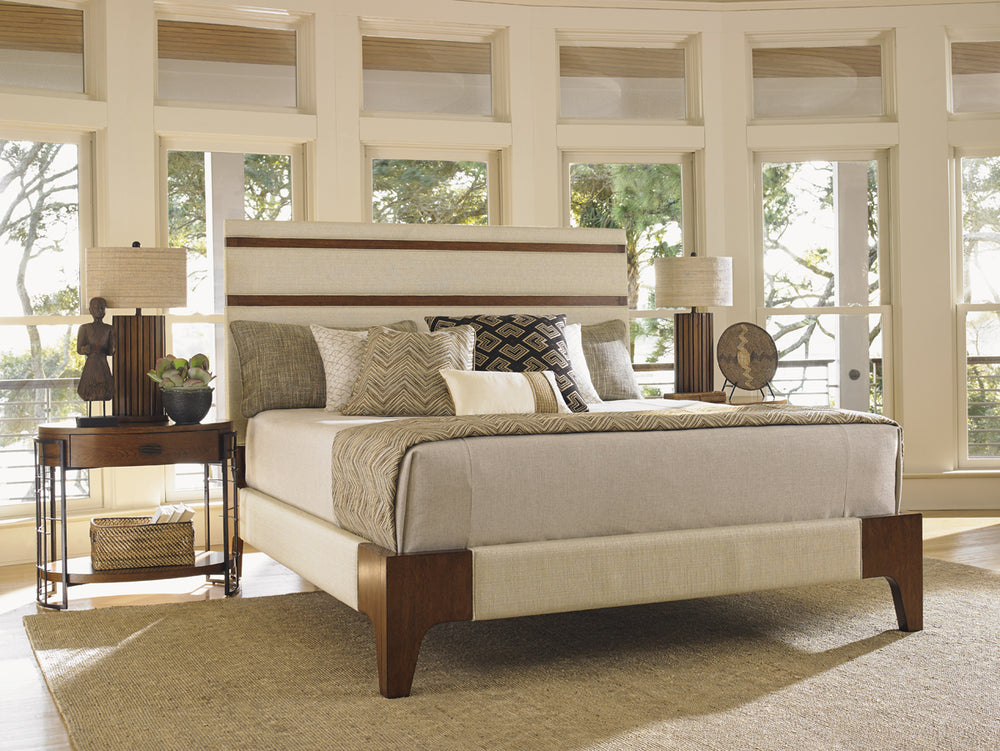 American Home Furniture | Tommy Bahama Home - Island Fusion Mandarin Upholstered Panel Bed