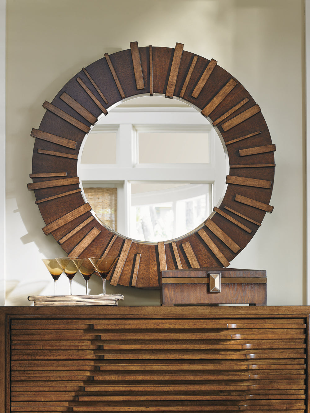 American Home Furniture | Tommy Bahama Home  - Island Fusion Kobe Round Mirror