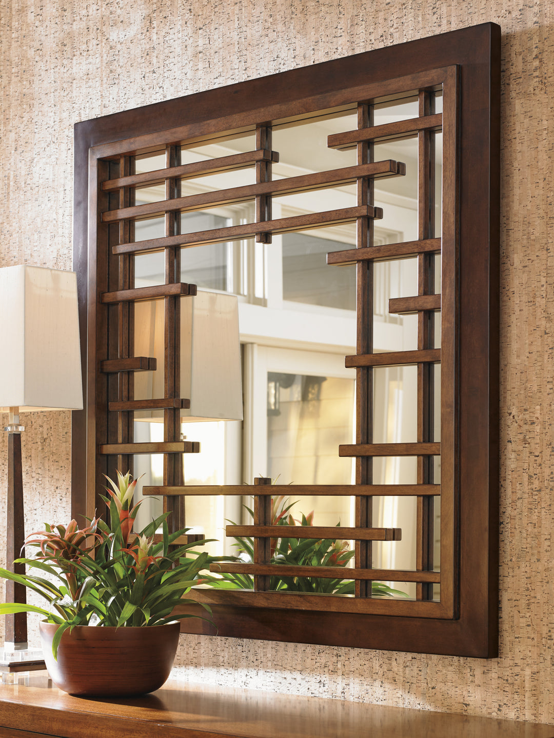 American Home Furniture | Tommy Bahama Home  - Island Fusion Mikasa Square Mirror