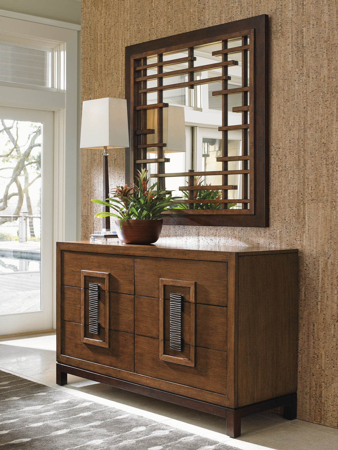 American Home Furniture | Tommy Bahama Home  - Island Fusion Mikasa Square Mirror