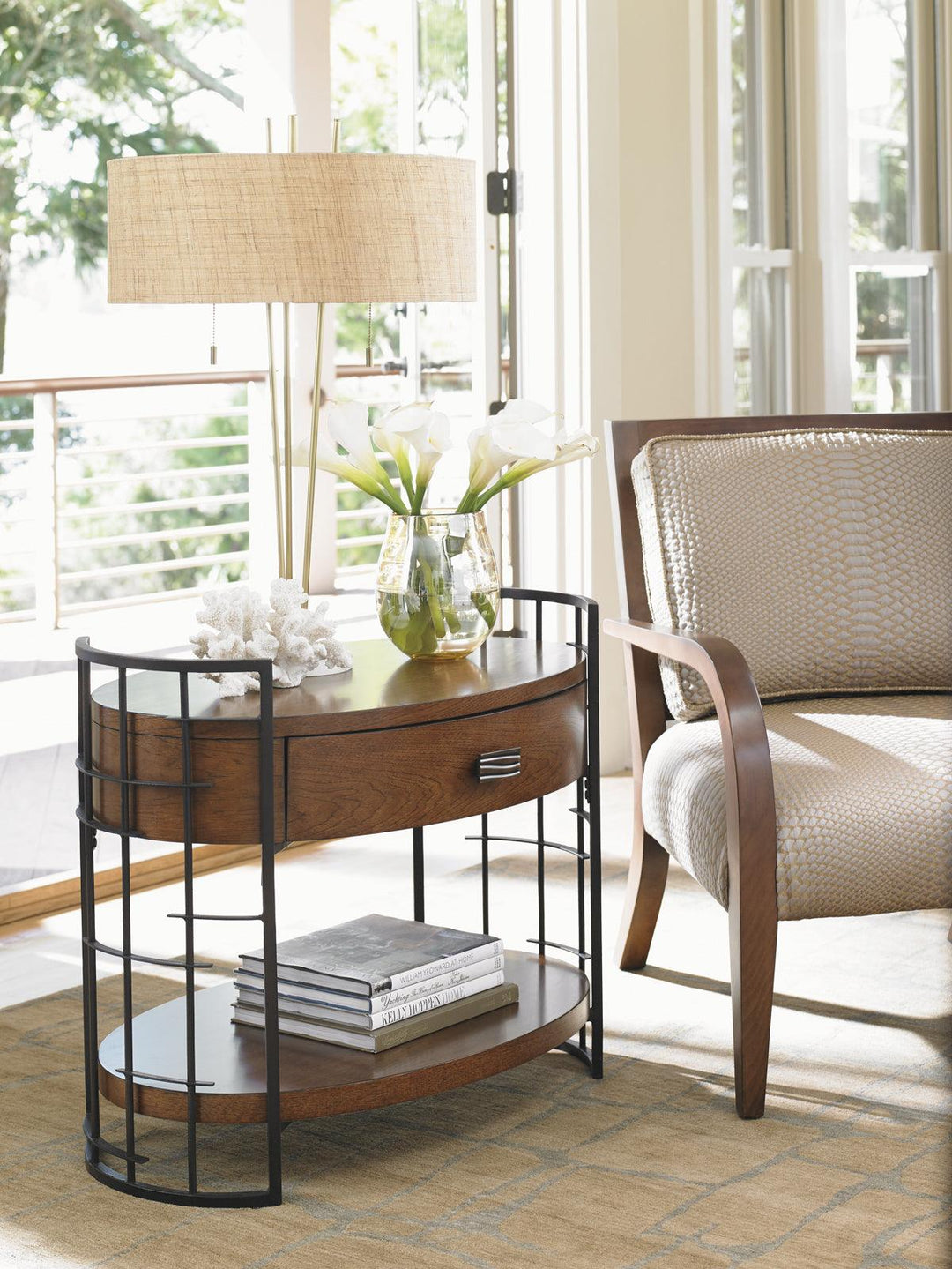 Island Fusion Sendai High/Low Nightstand - AmericanHomeFurniture