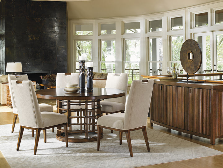 American Home Furniture | Tommy Bahama Home  - Island Fusion Meridien Round Dining Table With Wooden Top