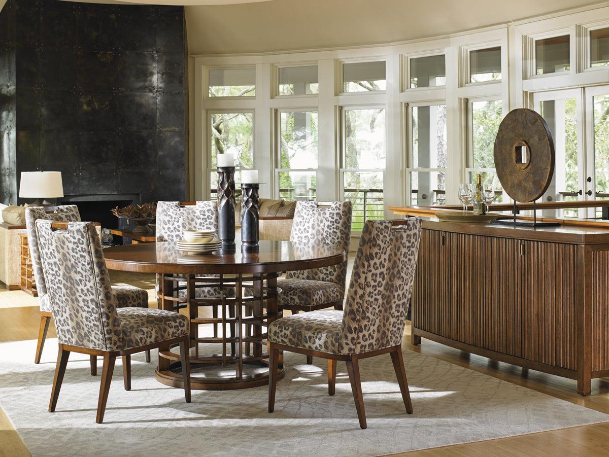 Tommy Bahama Home Island Fusion Meridien Round Dining Table With Wooden Top DINING TABLES
